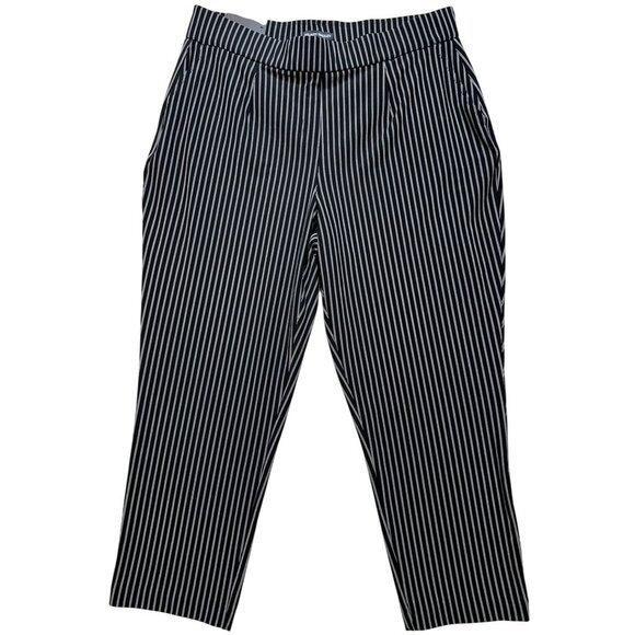 Hilary Radley Women's Tummy Control Pleated Pants Size XL Black White Stripe - Picture 1 of 11